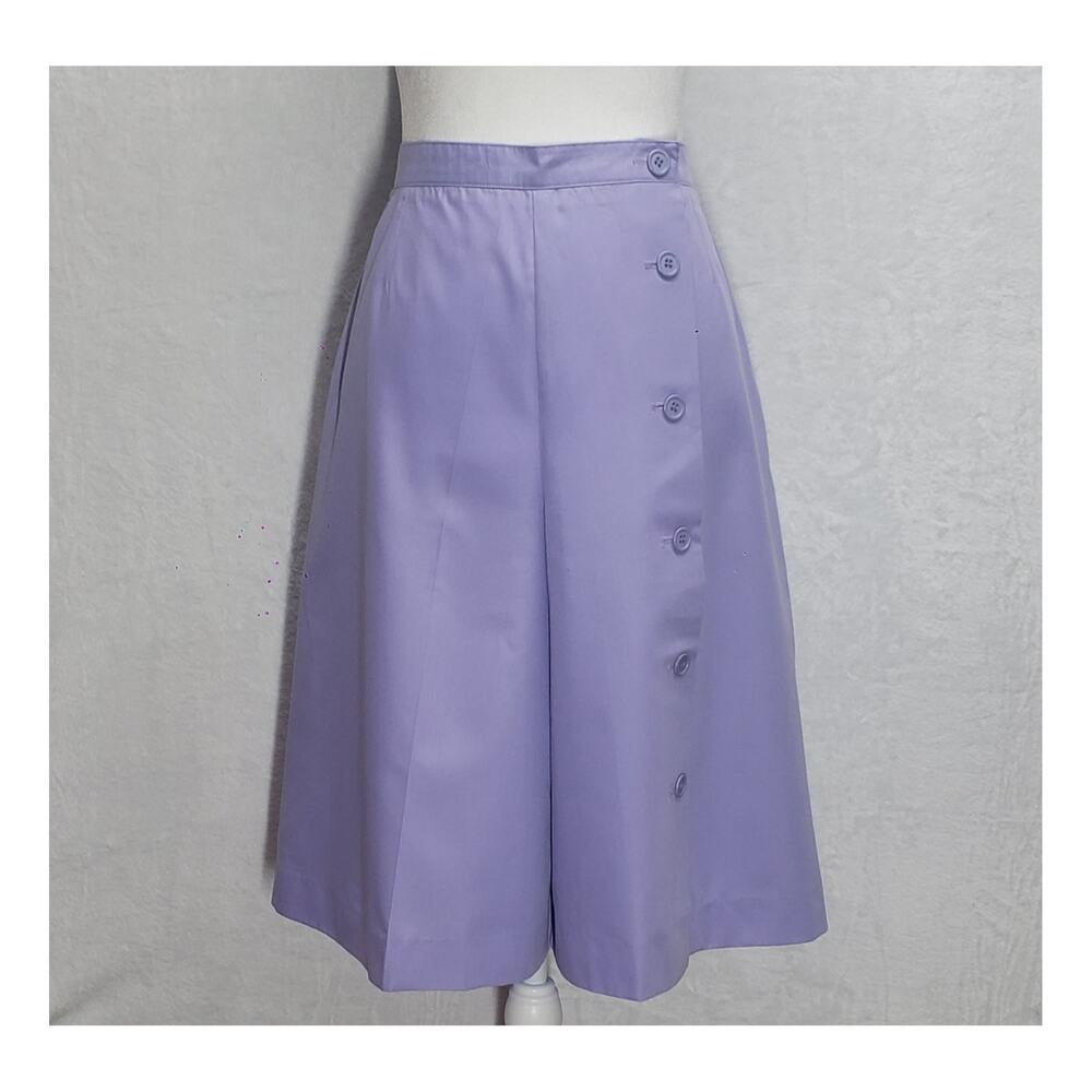 Vintage 70s Lilac Gaucho Pants Easy Wear High Rise Split Skirt Sz 10